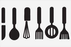 A Set of food icon Silhouette Illustration with white Background vector