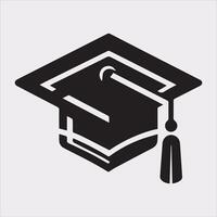 minimalist degree logo with convocation cap in black Silhouette vector