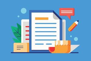 Flat Design Illustration Of Writing And Editing vector