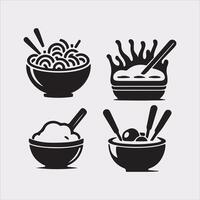 A Set of 4pcs food icon Silhouette Illustration with white Background vector