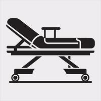 medical bed silhouette illustration with a solid white background vector