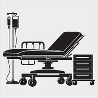 medical bed silhouette illustration with a solid white background vector