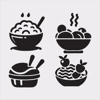 A Set of 4pcs food icon Silhouette Illustration with white Background vector