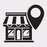 store locator silhouette drawing on White Background vector