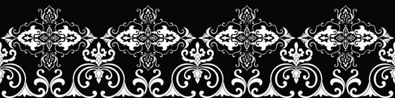 damask white lines seamless embroidered lace fabric For decorating tables, cloth edges, and black backgrounds. vector