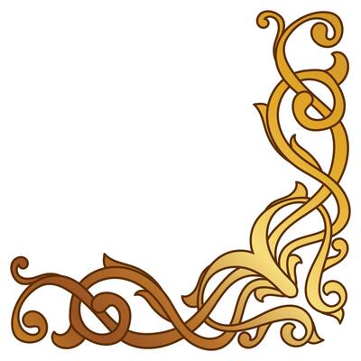 Gold vintage baroque corner ornament retro pattern antique style acanthus. Decorative design filigree calligraphy. You can use for wedding decoration of greeting card and laser cutting.