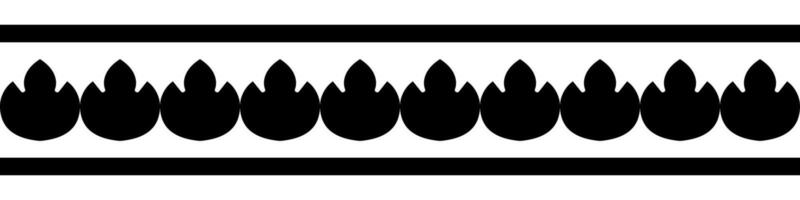 Seamless horizontal continuous brush lines in black on white for edging. Vintage corners. vector