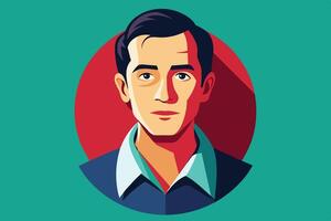 Illustrated Portrait of a Man Against a Red and Green Background vector