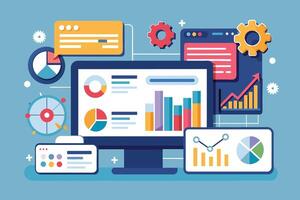 Modern Business Analytics Illustration With Charts and Graphs vector