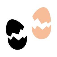 Silhouette and colorful Eggs shell with crack Isolated on transparent background. Set of 2 elements. Cooking cards, recipes, poster, banner, brochure, price tag, label or web promo design idea vector