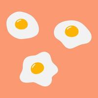 Fried eggs various uneven shapes. Culinary food poster or card menu design concept Set of 3 Isolated. EPS. Hand drawn cards, banner, brochure, price tag, label or web, promo billboard idea vector