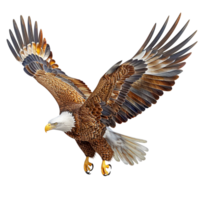 Majestic Bald Eagle Soaring in Isometric with Sharp Beak and Talons png