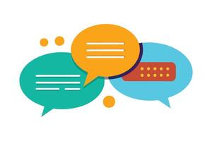 Three Colorful Speech Bubbles With Text and Pills Illustration vector