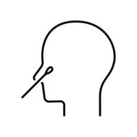 Nasal swab test line icon isolated on white background. vector