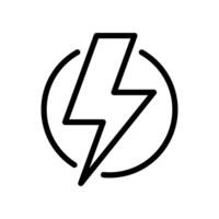 Lightning in a circle line icon isolated vector