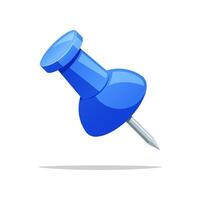 Blue push pin isolated on white background. vector