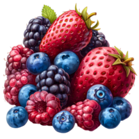 Fresh Mixed Berries and Assorted Fruits Illustration with Vibrant Colors png