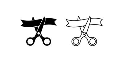 Scissors cutting ribbon icon isolated on white background. vector