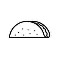 Taco line icon isolated on white background. vector