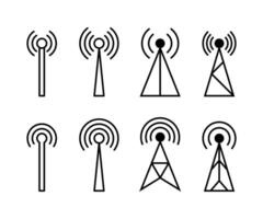 wireless antenna icon set. rester transmitter symbol. isolated design on white background vector