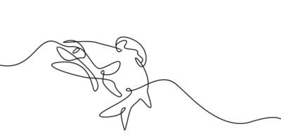 continuous one line drawing of a beautiful fish. animal theme abstract line art illustration vector