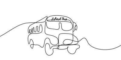 continuous one line drawing of a beautiful school bus. educational theme abstract line art illustration vector