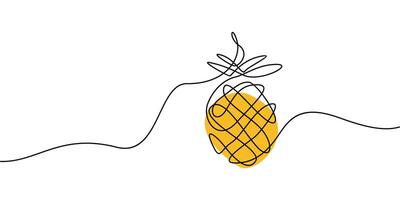 draw one continuous line of pineapple. summer theme abstract line art illustration vector