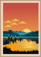 Enjoying Sunset on a Boat vector