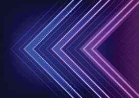 Arrow blue neon light line next digital background vector