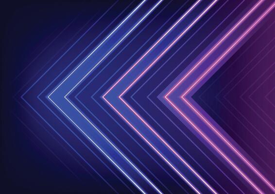 Arrow blue neon light line next digital background