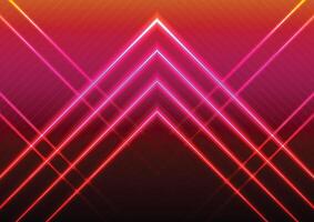 Arrow red neon line digital light pattern background vector