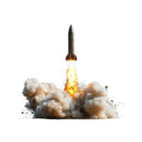 Intense missile explosion capturing the chaos of war and destruction, showcasing military power and the devastation of modern combat png