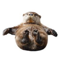 Cheerful otter floating on its back png