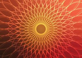 Mandala flower orange pattern soft red background vector