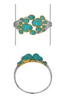 Bangle art set with turquoise jewelry design hand drawing on paper and make graphic . vector