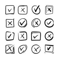 Tick and cross signs. Checkmark OK and X icons. vector