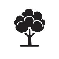 Minimalist Black Silhouette Icon of Tree on White Background vector