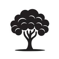 Minimalist Black Silhouette Icon of Tree on White Background vector