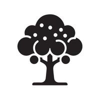 Minimalist Black Silhouette Icon of Tree on White Background vector