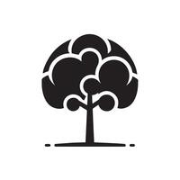 Minimalist Black Silhouette Icon of Tree on White Background vector