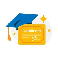 training, graduation certificate concept illustration flat design. simple modern graphic element for ui, infographic, icon vector
