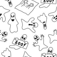 Halloween illustration. Seamless pattern with ghosts in a sheet. Festive background for Halloween. vector