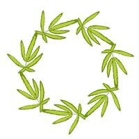 wreath of meadow leaves. Botanical frame. Template for a postcard. Green circle of leaves. Concept of spring and summer holiday invitation. vector