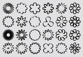 Flower hand -drawn line icons set. Abstract flower icons isolated on white background vector