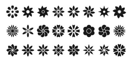 Flower flat icons set. Abstract flower icons isolated on white background. vector