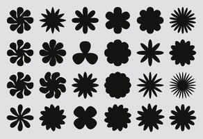 Brutal abstract geometric shapes and grids. Brutal contemporary figure star oval spiral flower and other primitive elements. vector