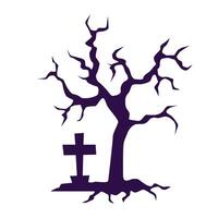 Halloween spooky trees with leafless branches flat isolated against vector