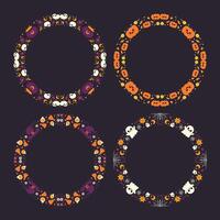 Hand drawn halloween frame template design collection vector
