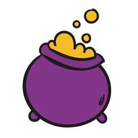 Cauldron with magic potion illustration on white background vector