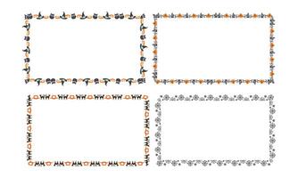 Hand drawn halloween frame template design collection vector